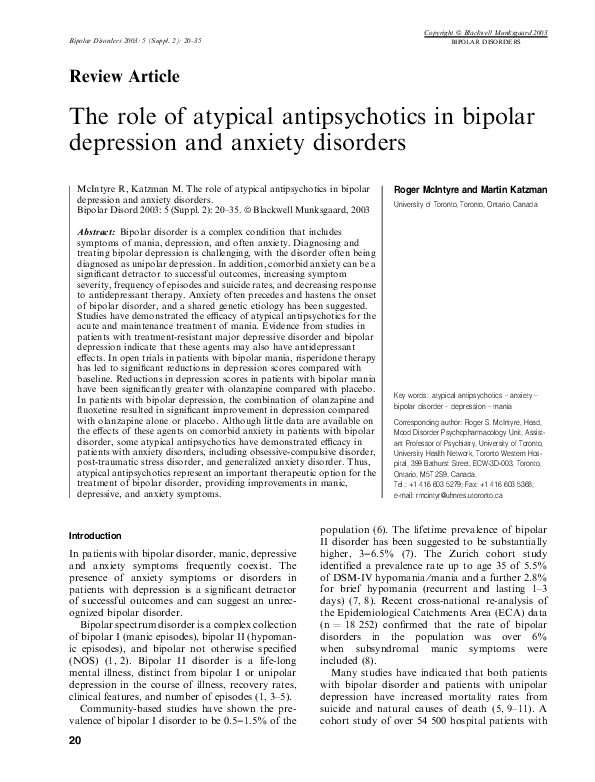 (PDF) The role of atypical antipsychotics in bipolar depression and ...