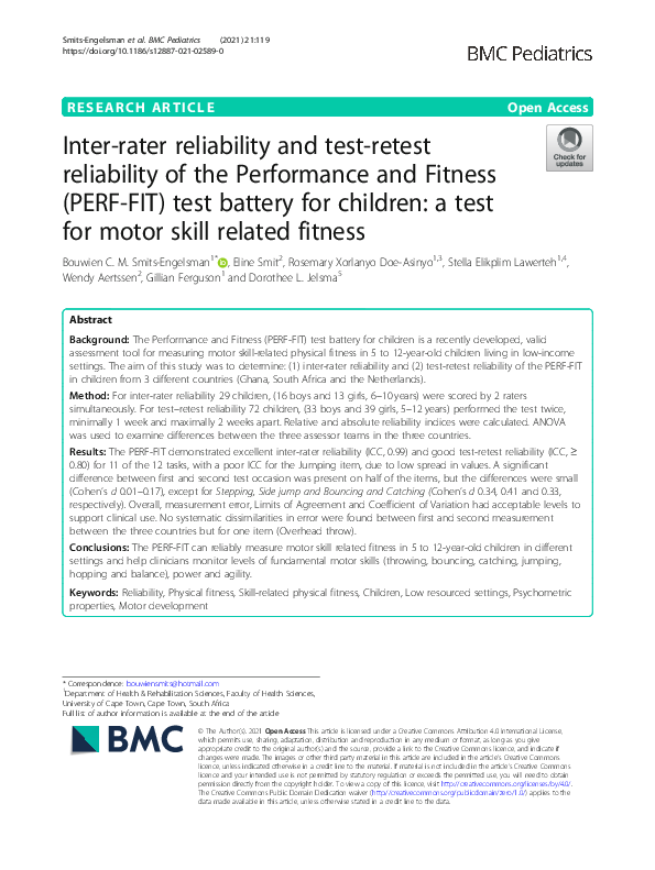 (PDF) Inter-rater reliability and test-retest reliability of the ...