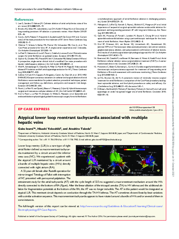 (PDF) Atypical lower loop reentrant tachycardia associated with ...