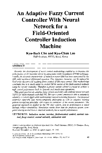 (PDF) An adaptive fuzzy current controller with neural network for a ...