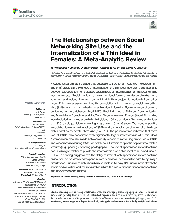 (PDF) The Relationship between Social Networking Site Use and the ...