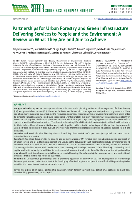 (PDF) Partnerships for Urban Forestry and Green Infrastructure ...