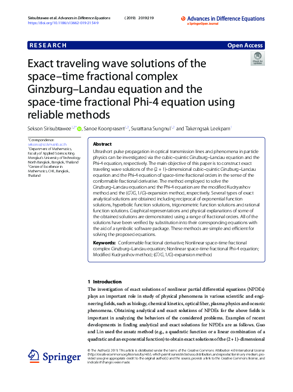 (PDF) Exact traveling wave solutions of the space–time fractional ...