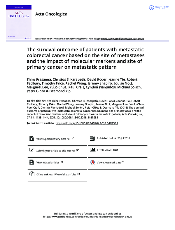 (PDF) The survival outcome of patients with metastatic colorectal ...