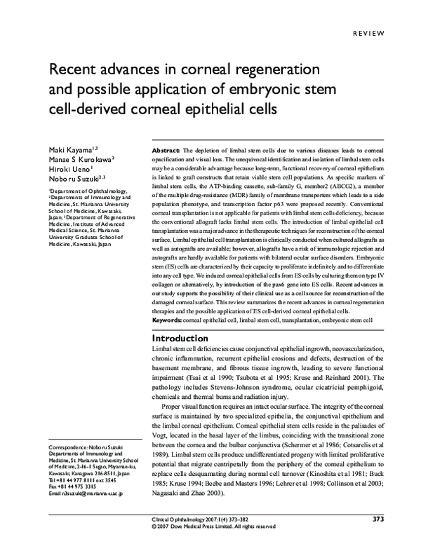 (PDF) Recent advances in corneal regeneration and possible application ...