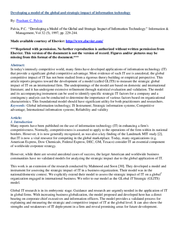 (PDF) Developing a Model of the Global and Strategic Impact of ...