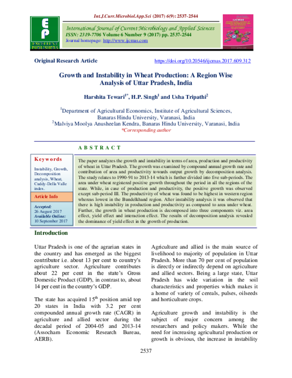 (PDF) Growth and Instability in Wheat Production: A Region Wise ...
