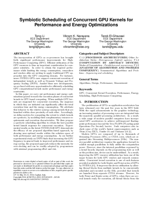 (PDF) Symbiotic scheduling of concurrent GPU kernels for performance ...