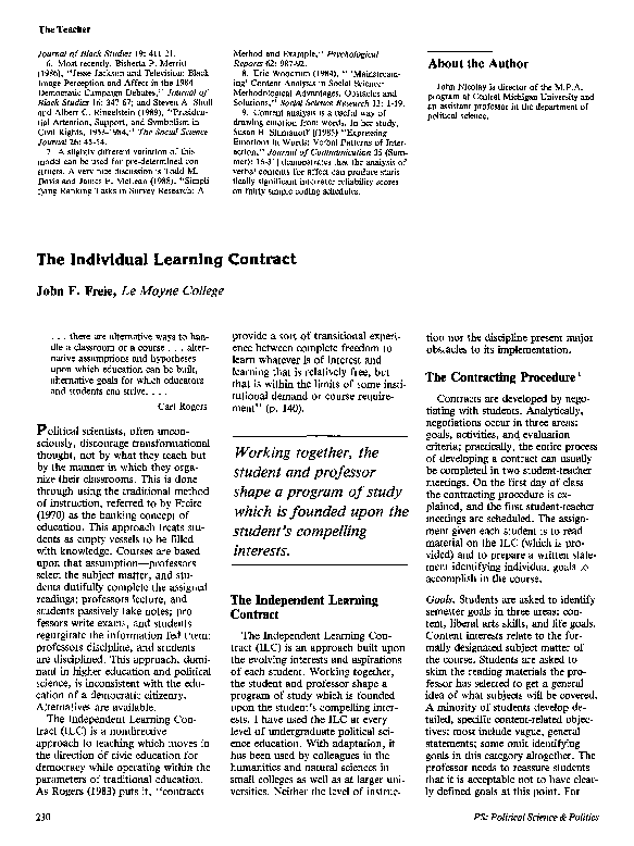(PDF) The Individual Learning Contract