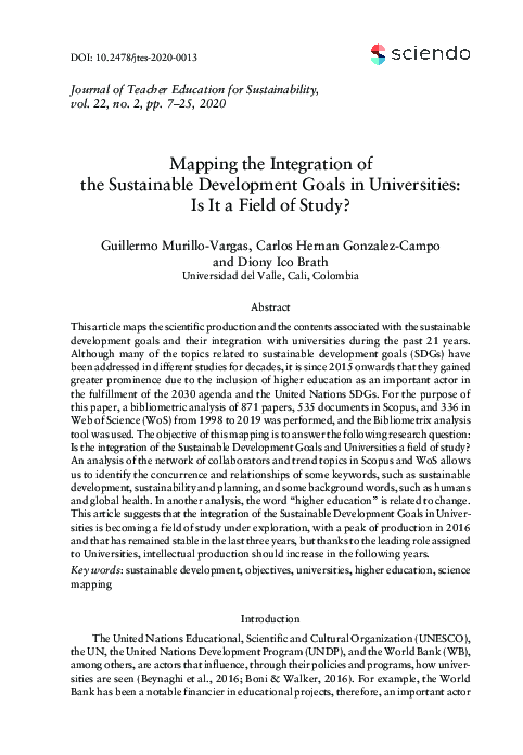 (PDF) Mapping the Integration of the Sustainable Development Goals in ...