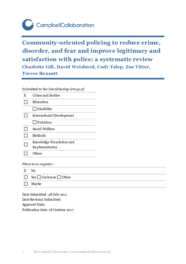 (PDF) PROTOCOL: Community-oriented policing to reduce crime, disorder ...