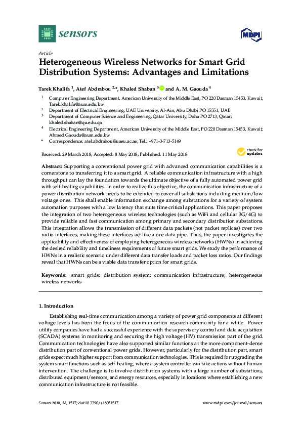 (PDF) Heterogeneous Wireless Networks for Smart Grid Distribution ...