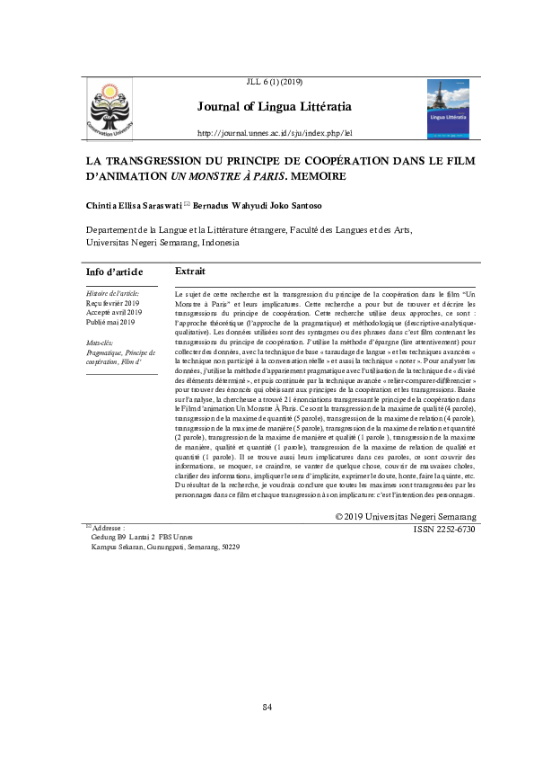 (PDF) La Transgression Du Principe De Coopération Dans Le Film D ...