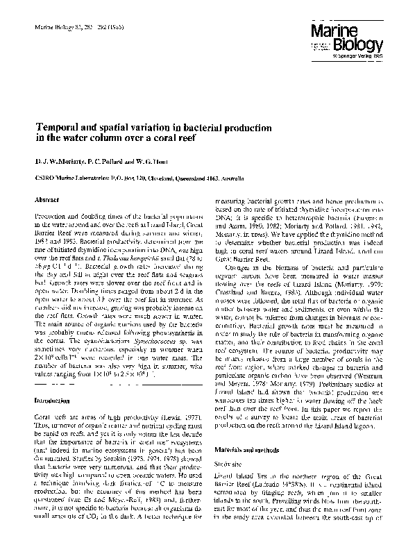 (PDF) Temporal and spatial variation in bacterial production in the ...