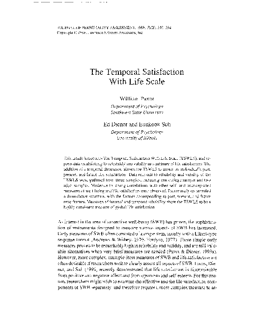 (PDF) The Temporal Satisfaction With Life Scale