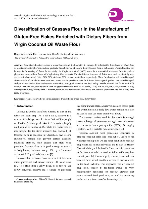 (PDF) Diversification of Cassava Flour in the Manufacture of Gluten ...