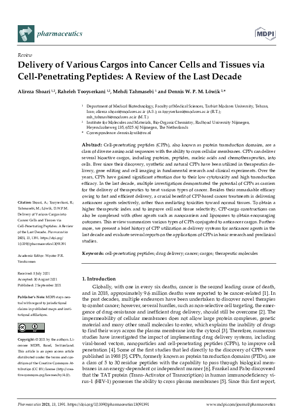 (PDF) Delivery of Various Cargos into Cancer Cells and Tissues via Cell ...