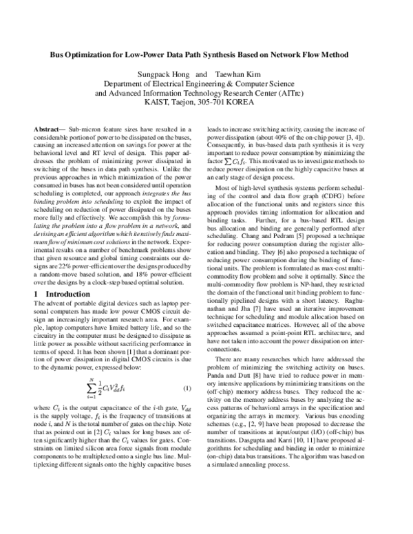 (PDF) Bus optimization for low-power data path synthesis based on ...