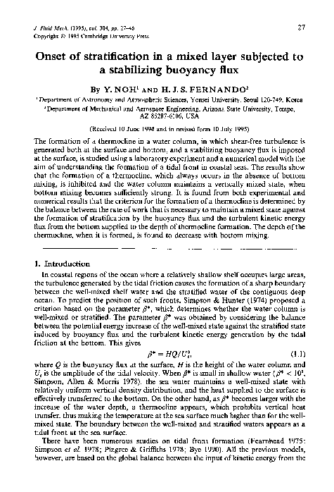 (PDF) Onset of stratification in a mixed layer subjected to a ...