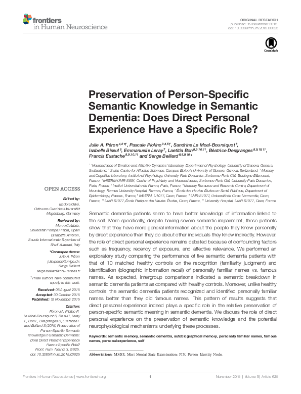 (PDF) Preservation of Person-Specific Semantic Knowledge in Semantic ...