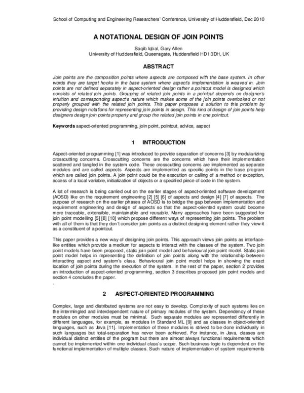 (PDF) A notational Design of Join Points