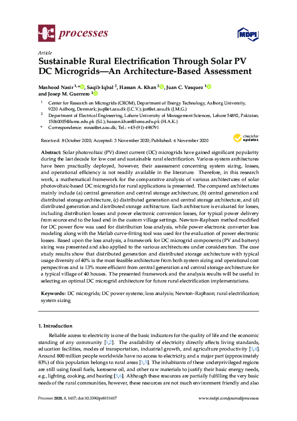 (PDF) Sustainable Rural Electrification Through Solar PV DC Microgrids ...