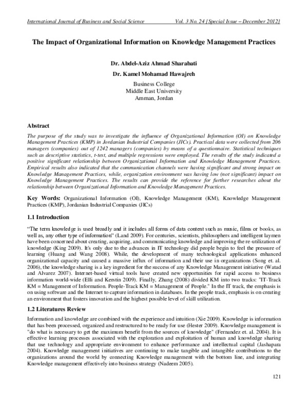 (PDF) The Impact of Organizational Information on Knowledge Management ...