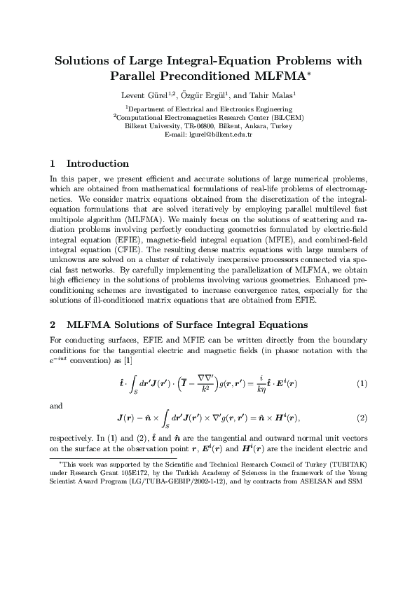 (PDF) Solutions of large integral-equation problems with preconditioned ...