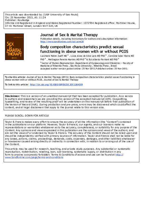(PDF) Body Composition Characteristics Predict Sexual Functioning in ...