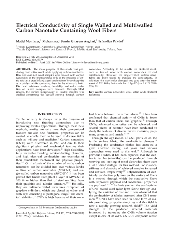 (PDF) Electrical conductivity of single walled and multiwalled carbon ...