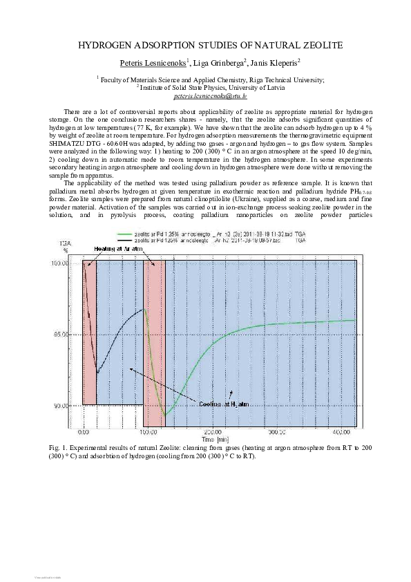 (PDF) Hydrogen Adsorption Studies of Natural Zeolite