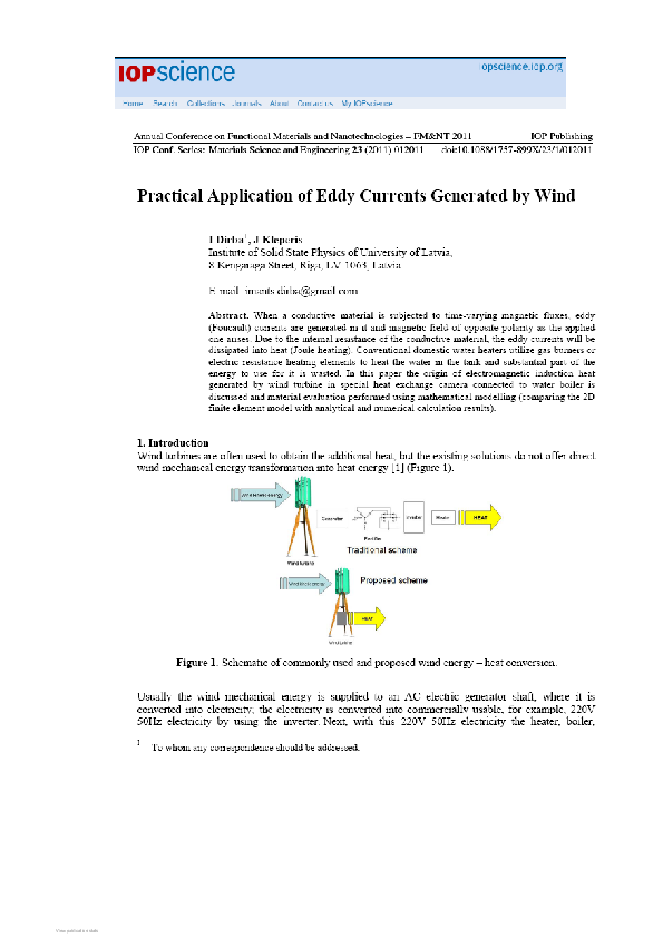 (PDF) Practical Application of Eddy Currents Generated by Wind Janis