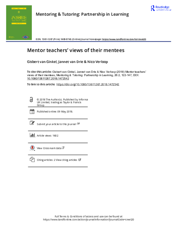 (PDF) Mentor teachers’ views of their mentees