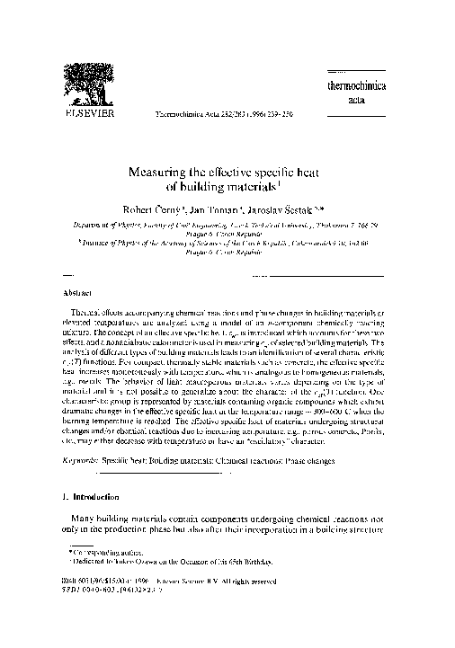 (PDF) Measuring the effective specific heat of building materials