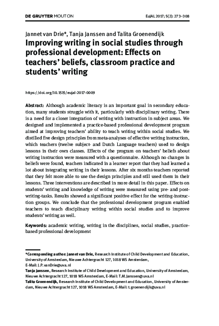 (PDF) Improving writing in social studies through professional ...