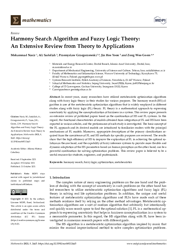 (PDF) Harmony Search Algorithm and Fuzzy Logic Theory: An Extensive ...