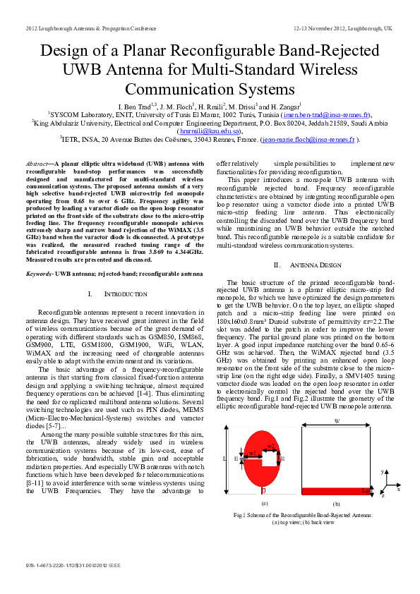 (PDF) Design of a planar reconfigurable band-rejected UWB antenna for ...