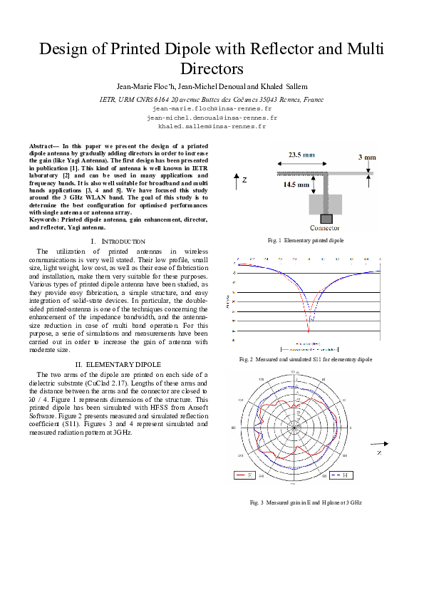 (PDF) Design of printed dipole with reflector and multi directors