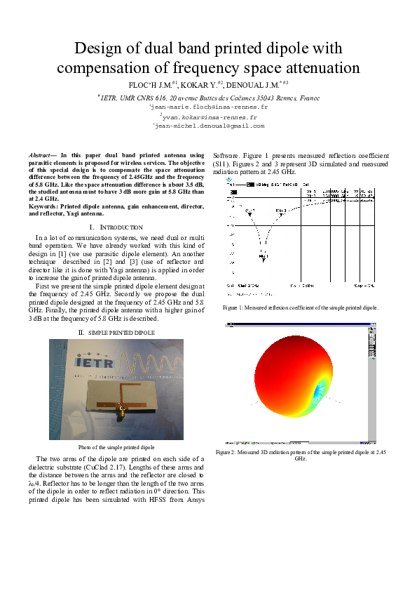 (PDF) Design of dual band printed dipole with compensation of frequency ...
