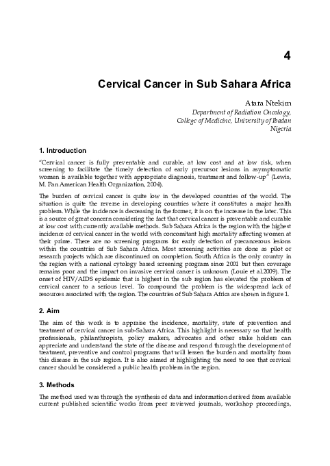 (PDF) Cervical Cancer in Sub Sahara Africa