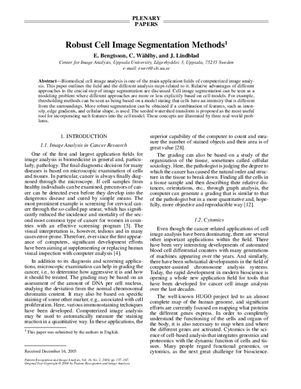 (PDF) Robust cell image segmentation methods