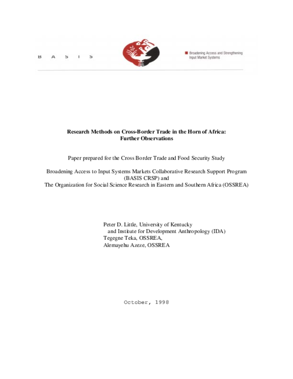(PDF) Research Methods on Cross-Border Trade in the Horn of Africa ...