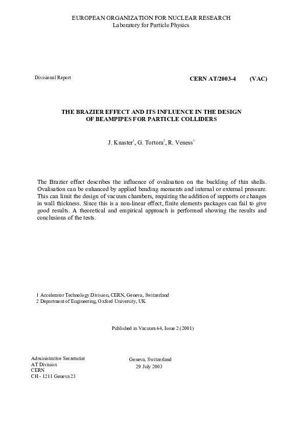 (PDF) The Brazier effect and its influence in the design of beampipes