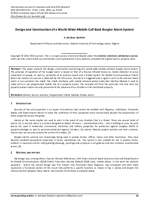 (PDF) Design and Construction of a World-Wide-Mobile-Call-Back Burglar ...