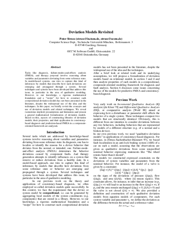 (PDF) Deviation Models Revisited