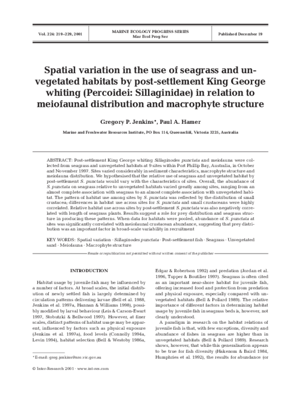 (PDF) Spatial variation in the use of seagrass and unvegetated habitats ...