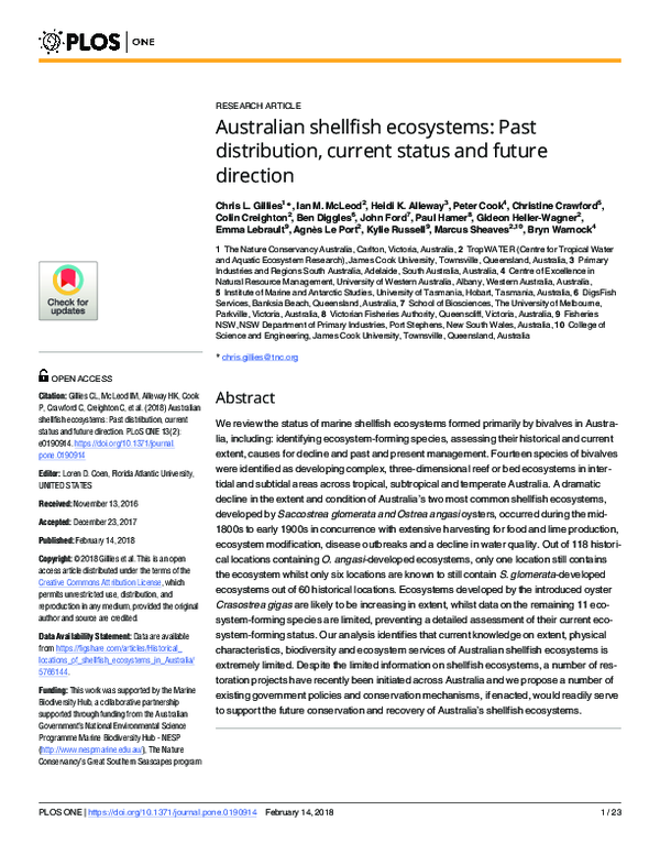 (PDF) Australian shellfish ecosystems: Past distribution, current ...