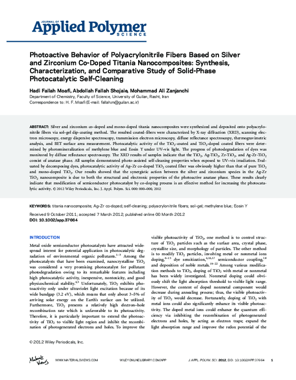 (PDF) Photoactive behavior of polyacrylonitrile fibers based on silver ...