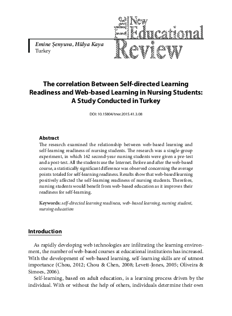 (PDF) The correlation between self-directed learning readiness and web ...