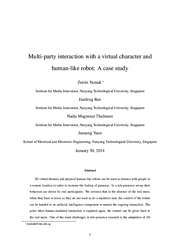 (PDF) Multi-party interaction with a virtual character and a human-like ...
